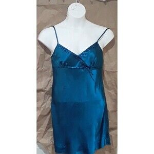 Morgan Taylor Intimates Liquid Satin Short Negligee Lingerie Nightie Blue